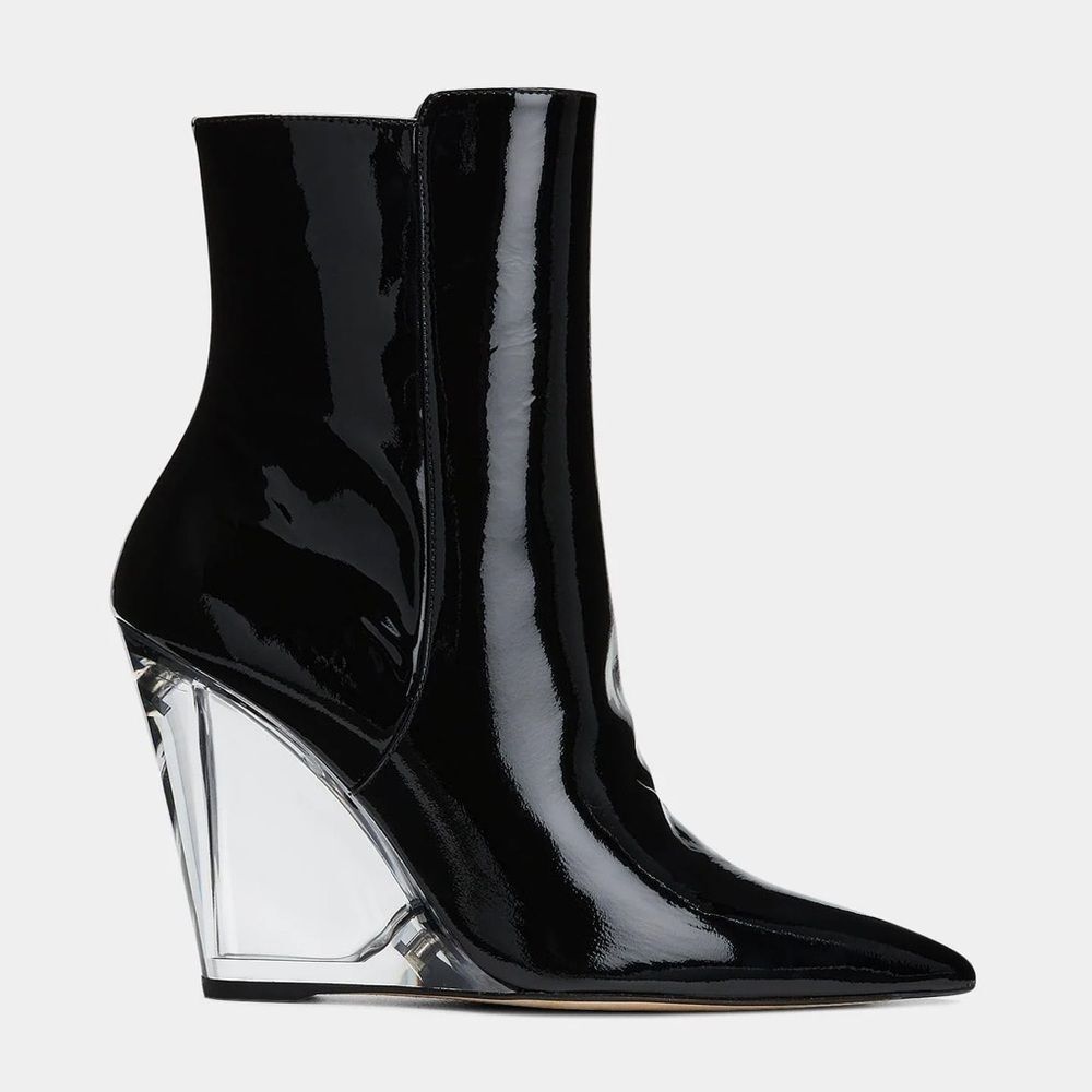 Stuart Weitzman Lucite 100 Wedge Heel Boots in Black, Size EU 36.5 US 6 - Picture 4 of 16